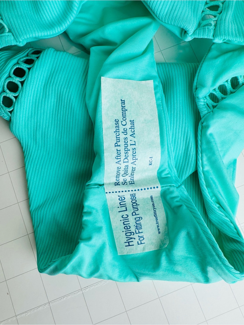 BECCA Ribbed High-Waist Bikini Bottoms - Aqua Teal - Picture 8 of 8